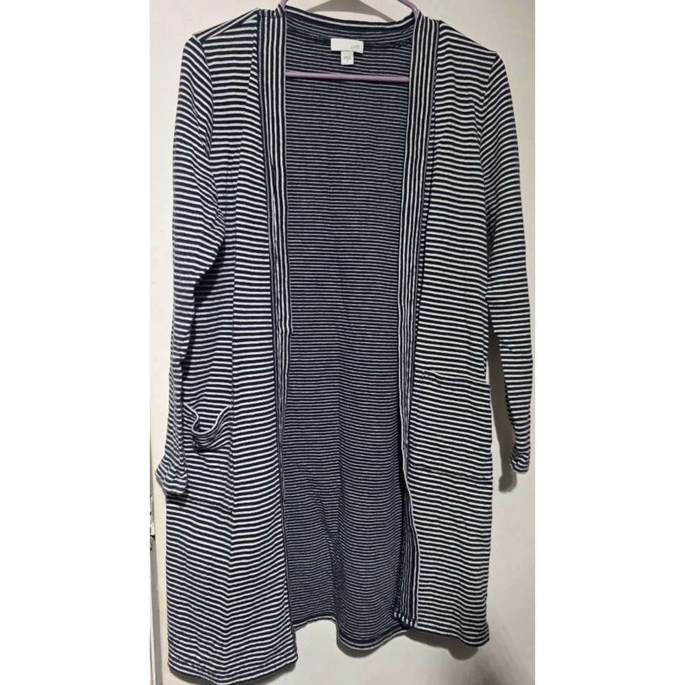 Women's J.Jill Navy White Striped‎ Cardigan M